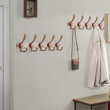 Dseap Coat Rack Wall Mount 2.0 Pro: Heavy Duty 300% Thicker, 16" Stud Mount, Stainless Steel Wall Coat Hooks Hanger for Clothes Jackets Hats Entryway Closet, MaxStrong Series, Rose Gold