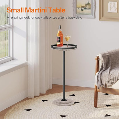 HOOBRO Small Round Side Tables, Set of 2, Drink Tables, Coffee Martini Tables with Pedestal Accent for Small Spaces in Living Room, Bedroom, Sofa Couch, Greige BG168BZP201