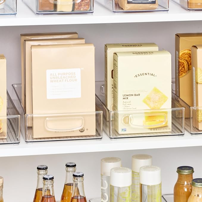 iDesign Stackable Clear Plastic Extra Long Pantry Organizers and Cabinet Storage Bins for Kitchen