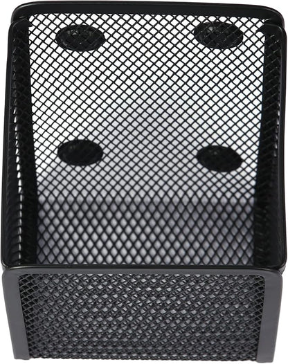 Large Magnetic Pen Holder, Magnetic Basket 4 Strong Magnet Pencil Holders Locker Accessories for Refrigerator Whiteboard Black(3.7x2.7x5 In)