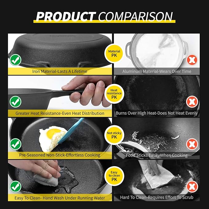 Pre-Seasoned Large Cast Iron Skillet 17 Inch, Dual Handle Outdoor Camping Frying Pan, Pizza Pan, Use for Grill, Stovetop, Induction, Oven Safe Cookware
