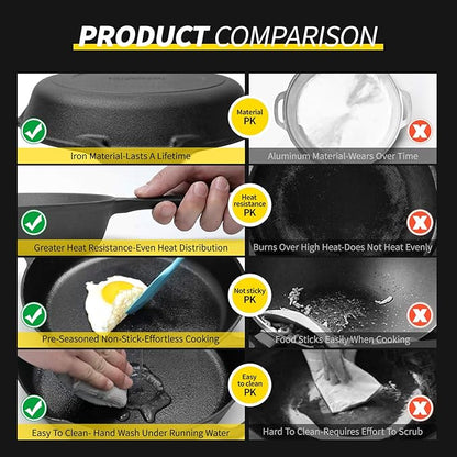Pre-Seasoned Large Cast Iron Skillet 17 Inch, Dual Handle Outdoor Camping Frying Pan, Pizza Pan, Use for Grill, Stovetop, Induction, Oven Safe Cookware