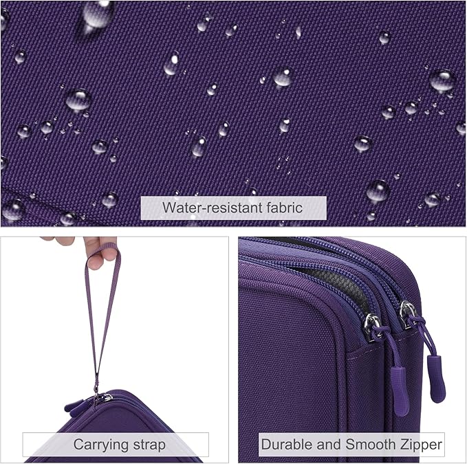 FYY Electronic Organizer, Extra Large Travel Cable Organizer Bag Pouch Portable Waterproof Double Layers All-in-One Storage Bag for iPad, Cable, Power Bank, Laptop Charger for Office/Home, Purple