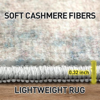 8x10 Area Rugs Washable Rug: Large Modern Abstract Living Room Rug Soft Anti-Skid Thin Carpet Indoor Floor Non-Shedding Carpets for Bedroom Dining Room Farmhouse Nursery Home Office Multi