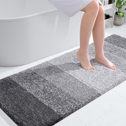 OLANLY Bathroom Runner Rugs Mat 59x24, Extra Soft Absorbent Microfiber Bath Rugs, Rubber Backing, Quick Dry, Washable Long Bath Mats for Bathroom Floor, Tub and Shower, Home Decor Accessories, Grey
