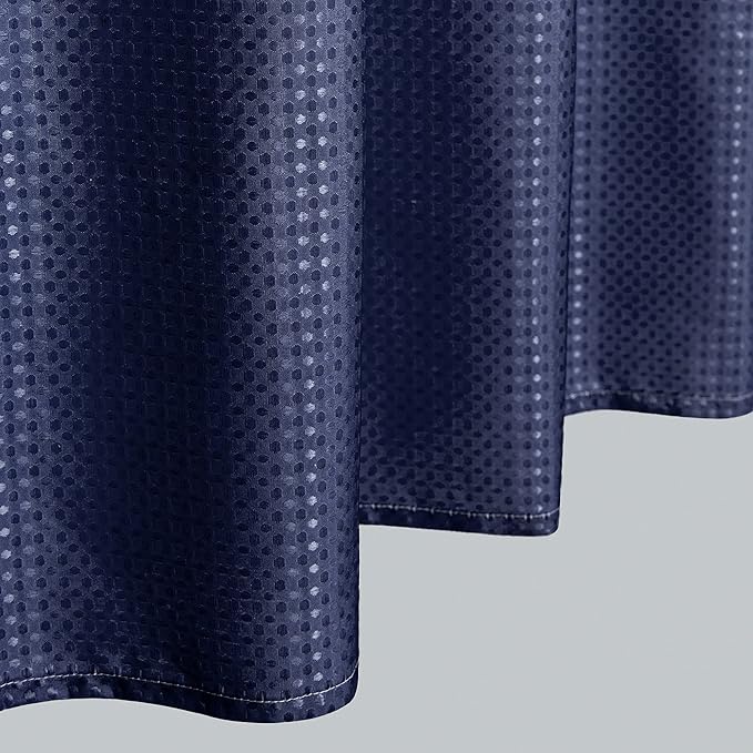 Mrs.Naturall Navy Blue Shower Curtain,Nautical Masculine Men Ombre Dark Blue Pattern Shower Curtains for Bathroom,Set with Hooks,Blue and White