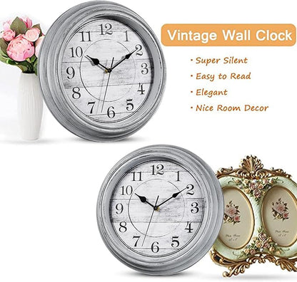 HYLANDA Wall Clock, 12 Inch Kitchen Decorative Wall Clock, Silent Wall Cocks Battery Operated Non Ticking with Large Numbers Easy to Read for Home Bathroom Office(Grey)