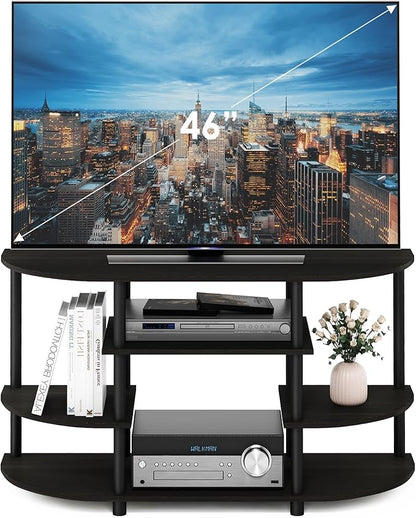 Furinno JAYA Simple Design Corner TV Stand, Espresso/Black