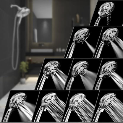 INAVAMZ Shower Head with Handheld High Pressure: Hand Held Shower Head & Rain Shower Head 2-IN-1 Shower Head with 59" Rotatable Stainless Steel Hose, Shower Trim Systems, Sliver 2.5 GPM 15391