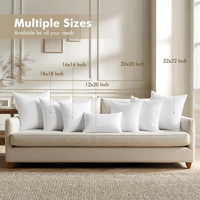 MIULEE Pillows Inserts, Pack of 4 16x16 Inch 100% Virgin Microfiber Filling Throw Pillows for Bed Couch Sofa
