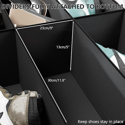 homyfort Under Bed Shoe Storage Organizer for Closet Fits 24 Pairs-Sturdy Underbed Shoe Storage Box Bins,Set of 2 (Linen-like Black)