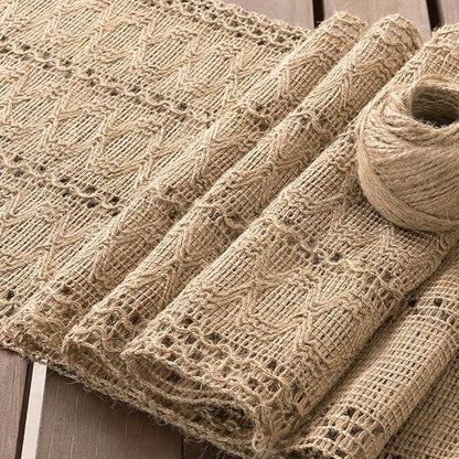 Socomi Boho Table Runner Valentine's Day Farmhouse Burlap Jute Bamboo Rustic Dining Kitchen Centerpiece Decor Long Macrame Woven Coffee Table Runner for Dresser Scarf Home Decor 12x108 inch