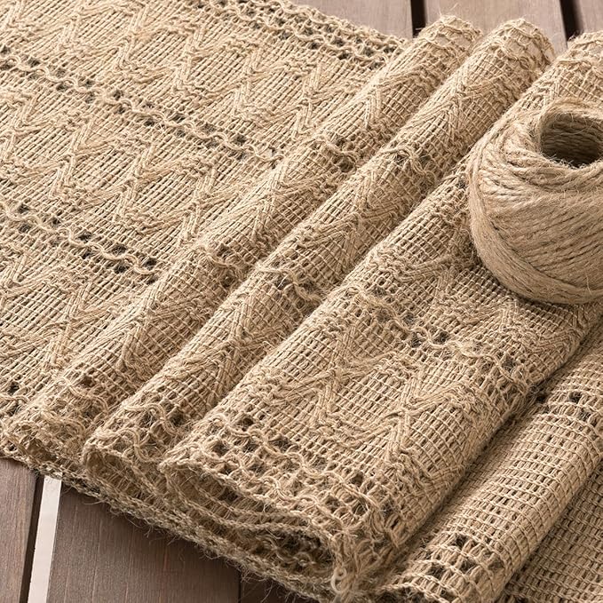 Socomi Boho Table Runner Valentine's Day Farmhouse Burlap Jute Bamboo Rustic Dining Kitchen Centerpiece Decor Small Macrame Woven Coffee Table Runner for Dresser Scarf Home Decor 12x72 inch