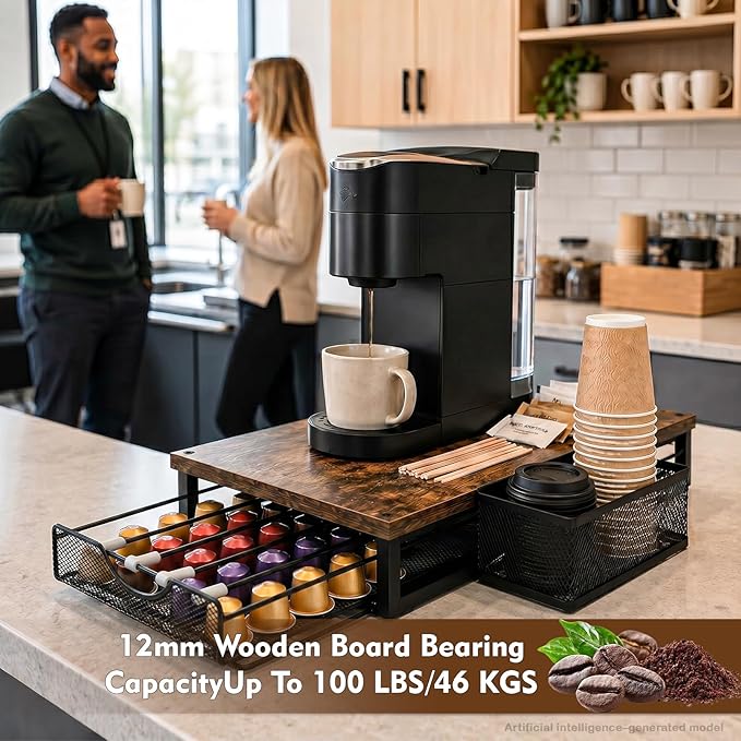 Coffee Pod Holder for Countertop Coffee Bar Organizer 45 Capacity Capsule Pods Storage Coffee Pod Drawer for Coffee Pods Holder Organizer with Sliding Basket for Home Kitchen Office Coffee Bar Station