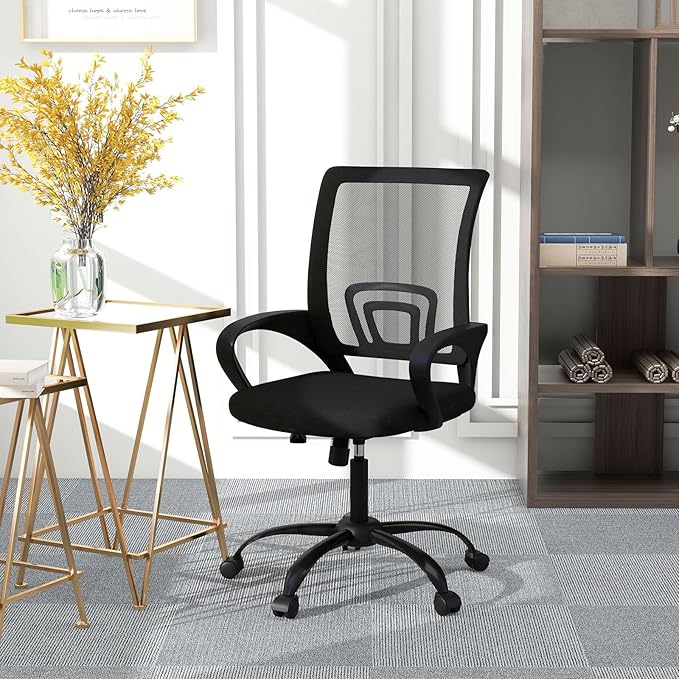 Bonzy Home Ergonomic Office Chairs Set of 6, Rolling Conference Chair with Wheels, Mesh Computer Desk Chair with 360°Swivel, Height Adjustable, 6 Pack