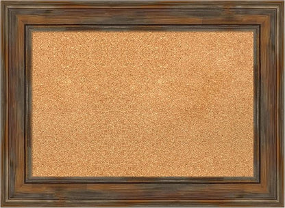 Amanti Art Natural Cork Board for Wall, 22x30 Vision Board with Brown Wood Frame, Medium Corkboard Office Decor for Home Organization, Country Rustic Corkboard Pinboard to Display Items for Home