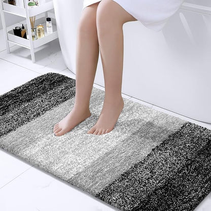 OLANLY Bathroom Runner Rugs Mat 44x24, Extra Soft Absorbent Microfiber Bath Rugs, Rubber Backing, Quick Dry, Washable Long Bath Mats for Bathroom Floor, Tub and Shower, Home Decor Accessories, Black