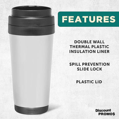 DISCOUNT PROMOS Insulated Stainless Steel Travel Mugs 16 oz. Set of 10, Bulk Pack - Perfect for Iced Coffee, Soda, Other Hot & Cold Beverages - Stainless Steel