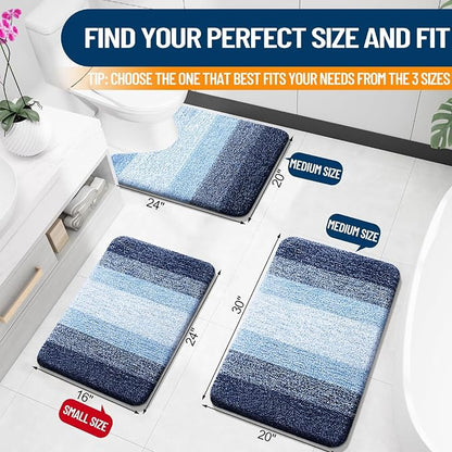 OLANLY Small Bathroom Rugs Mat 24x16, Extra Soft Absorbent Microfiber Bath Rugs, Rubber Backing, Quick Dry, Machine Washable Bath Mats for Bathroom Floor, Tub and Shower, Home Decor Accessories, Navy