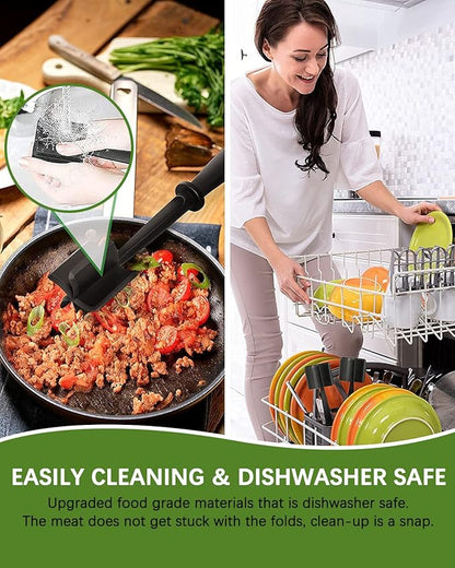 2Pack Meat Chopper, Heat Resistant Meat Masher for Hamburger Meat, Ground Beef Smasher, Nylon Hamburger Chopper Utensil, Meat Ground, Non Stick Mix Chopper Mix and Chop, Meat Masher Tool Gift