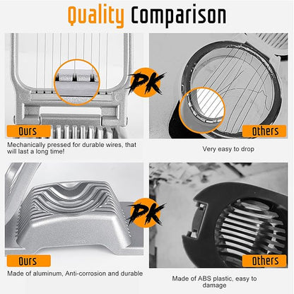 Egg Slicer for Hard Boiled Eggs, Stainless Steel Wire, Multipurpose Heavy Duty Aluminium Egg Cutter for Egg, Salads, Sandwiches, Strawberries, Mushrooms, Soft Cheese, Fruit, Green