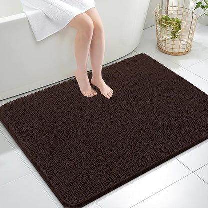 OLANLY Large Bathroom Rugs 40x32, Extra Soft Absorbent Chenille Bath Rugs, Rubber Backing Quick Dry, Machine Washable Bath Mats for Bathroom Floor, Tub and Shower, Home Decor Accessories, Brown