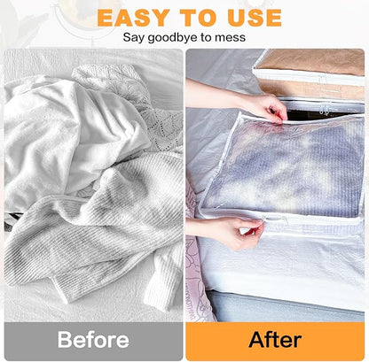 Clear Zippered Storage Bags Plastic Sweater Storage Bags with Zipper 6 Packs Clothing Organizer for Blankets Linen Sweater Bed Sheet Quilt Clothes Pillow (18 x 15 x 9 Inch, White)