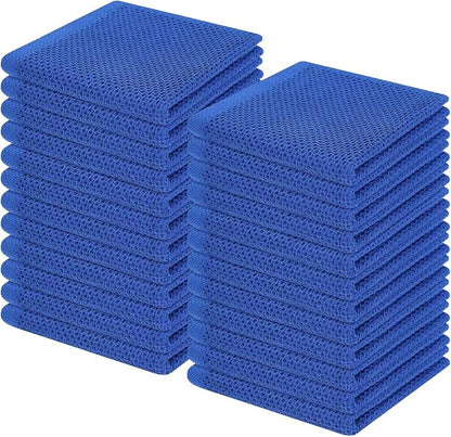 Homaxy 100% Cotton Waffle Weave Kitchen Dish Cloths, Ultra Soft Absorbent Quick Drying Dish Towels, 12 x 12 Inches, 24-Pack, Blueberry