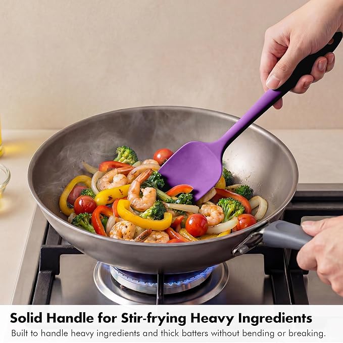 Ironberry Silicone Spoonula Set: 600ºF Heat Resistant Food Grade Cooking Baking Utensils, Kitchen Flexible Nonstick Rubber Pan Spoon Spatula for Mixing, Scrambling, Scooping (3 Pieces, Multicolor 3)