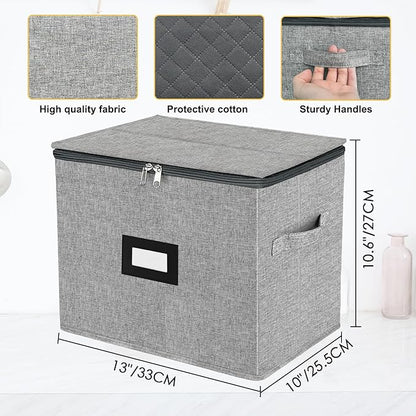 VERONLY Champagne Flute Storage Box with Dividers, Champagne Glass Storage Container, Hard Shell Stemware Storage Case Organizer for 12 Crystal Champagne Flutes Storage and Organization (Grey)