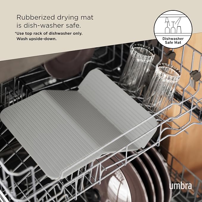 Umbra Sling Compact Dish Rack for Drying Dishes, Cutlery and More, Folds Away for Compact Storage