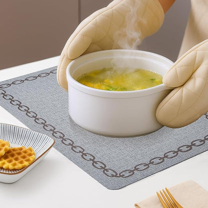 Placemats Set of 6, Heat Resistant & Waterproof Table Mats for Dining, Non Slip Scratch Proof Place Mats for Kitchen, Easy to Clean - Outdoor,Indoor Use（17x12 Inch）