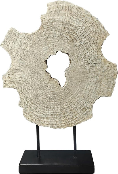 Modern Abstract Decorative Sculpture, Dining Living Room Desk Decor,Geometric Home Decor Statues,Shelf Top Decor Aesthetics, Wood Grain White