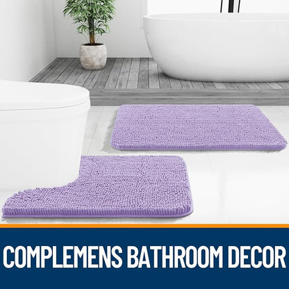 OLANLY Bathroom Runner Rugs 70x24, Soft Absorbent Chenille Bath Rugs, Rubber Backing Quick Dry, Machine Washable Long Bath Mats for Bathroom Floor, Tub and Shower, Home Decor Accessories, Lavender