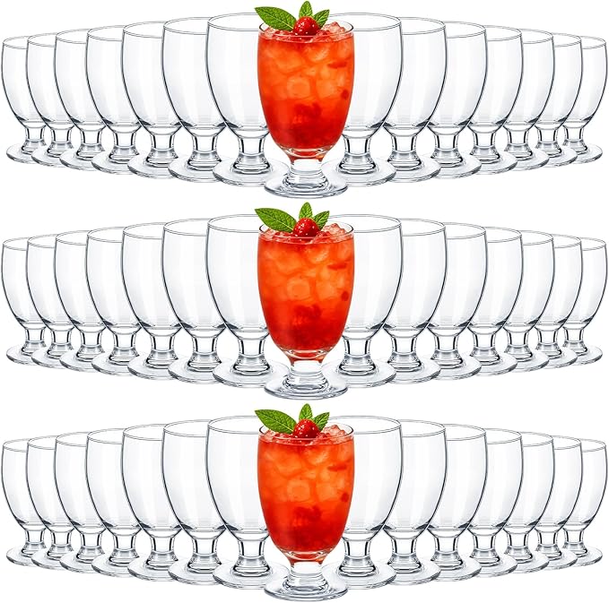 Patelai Set of 48 Clear Glasses 10.5 oz Water Goblet Glass Stemmed Water Glasses for Juice Wine Beer Tea Milk Cold Beverages Drinks Dishwasher Safe