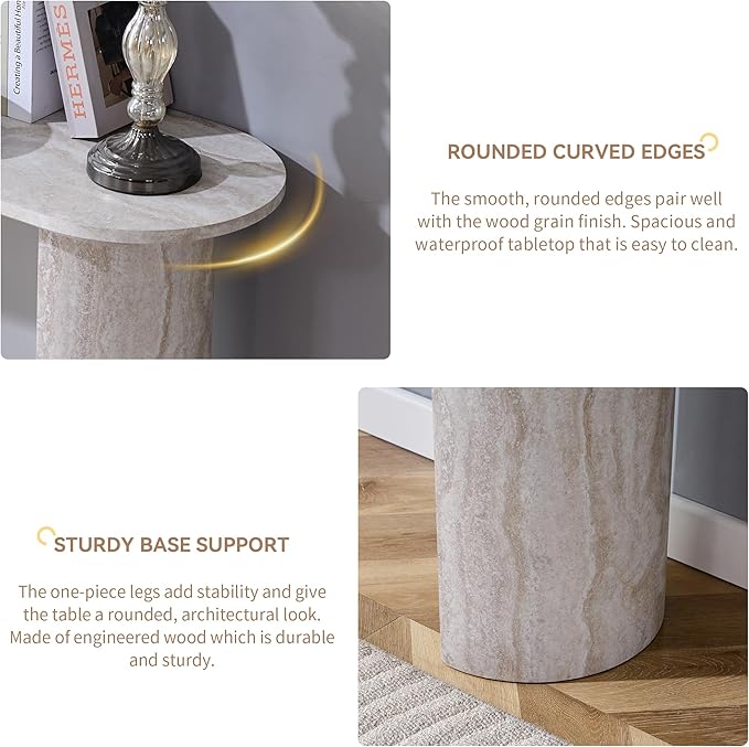 55 Inch Console Table, Modern Entryway Table with Rounded Corners, Narrow Sofa Table Behind Couch for Foyer, Hallway, Living Room,White