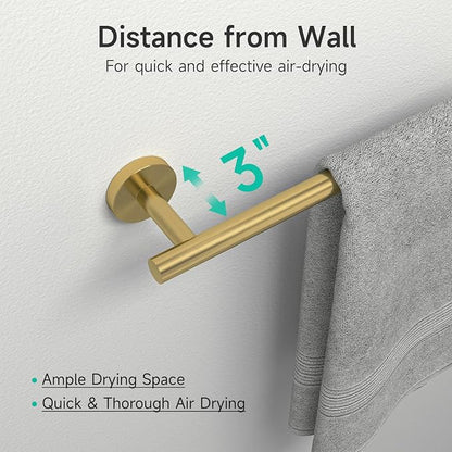 USHOWER Light Gold Towel Bar, 24-Inch Towel Racks for Bathroom Wall-Mounted, SUS304 Stainless Steel Towel Rod (Total Length 26-Inch)