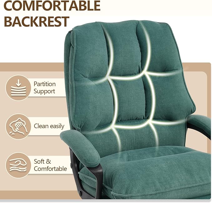 Comfy Office Chair Soft and Double Padded Computer Desk Chairs for Long Hours Executive Office Chair with Height Adjustment Work Chairs for Home Office Teal Blue