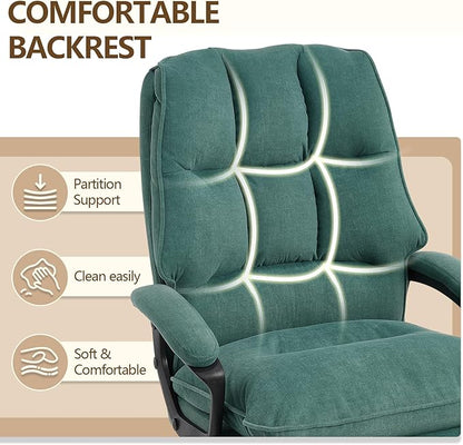 Comfy Office Chair Soft and Double Padded Computer Desk Chairs for Long Hours Executive Office Chair with Height Adjustment Work Chairs for Home Office Teal Blue