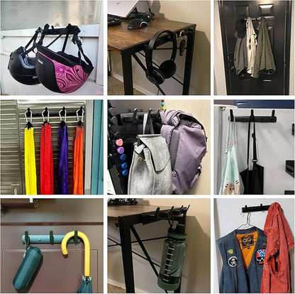 ULIBERMAGNET Magnetic Coat Hooks,Heavy Duty Magnetic Key Rack,Strong Rubber Magnetic Hanger for Refrigerator,Metal Cabinet,Door,Hanging Coat, Towel, Bag, Scarf, Helmet(Matte Black/3 Hooks)