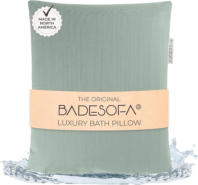 BADESOFA® Luxury Bath Pillow S - Ultra Comfortable & Quick-Drying Bath Back Pillow - Washable Full Body Bath Pillow for Bathtub - Therapeutic Head and Neck Support - Luxury Spa Cushion in Green