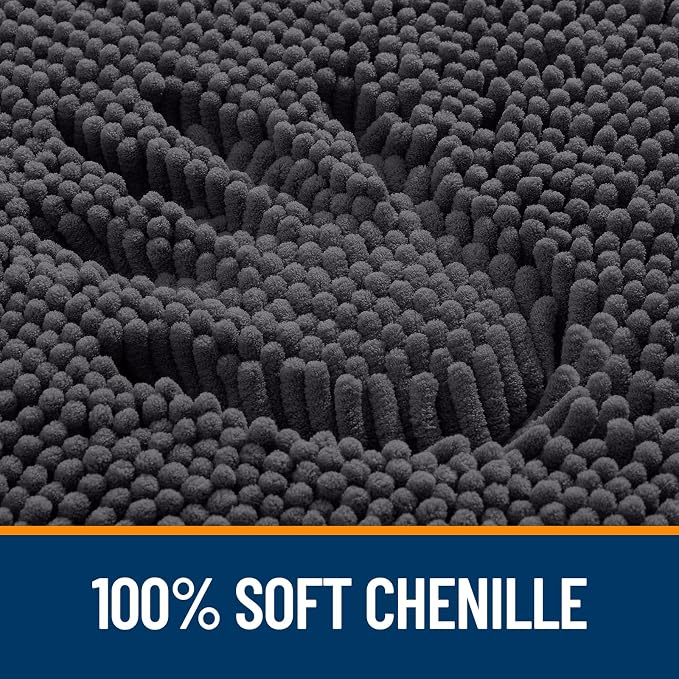 OLANLY Bathroom Runner Rugs 44x24, Soft Absorbent Chenille Bath Rugs, Rubber Backing Quick Dry, Machine Washable Long Bath Mats for Bathroom Floor, Tub and Shower, Home Decor Accessories, Dark Grey