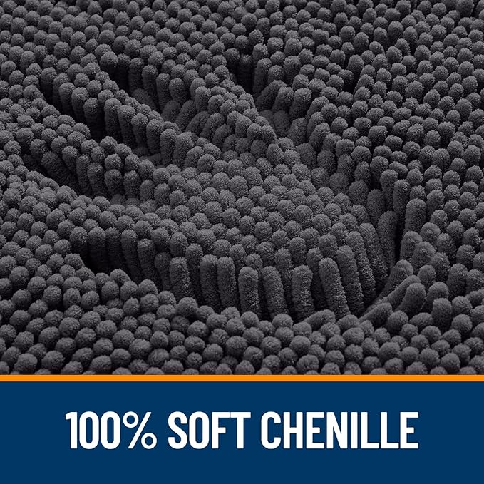 OLANLY Bathroom Runner Rugs 59x24, Soft Absorbent Chenille Bath Rugs, Rubber Backing Quick Dry, Machine Washable Long Bath Mats for Bathroom Floor, Tub and Shower, Home Decor Accessories, Dark Grey