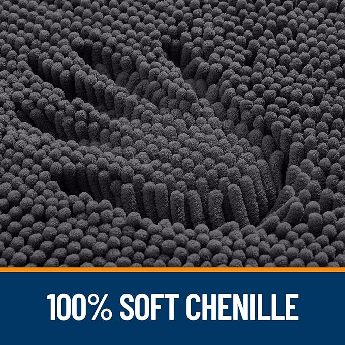 OLANLY Large Bathroom Rugs 44x32, Extra Soft Absorbent Chenille Bath Rugs, Rubber Backing Quick Dry, Machine Washable Bath Mats for Bathroom Floor, Tub and Shower, Home Decor Accessories, Dark Grey