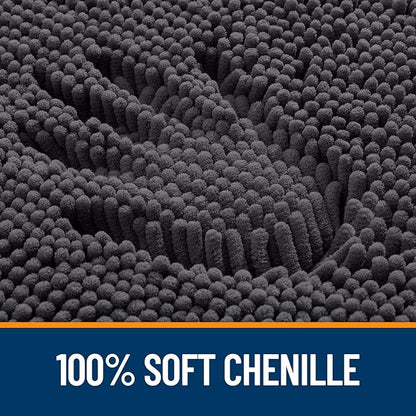 OLANLY Bathroom Runner Rugs 59x20, Soft Absorbent Chenille Bath Rugs, Rubber Backing Quick Dry, Machine Washable Long Bath Mats for Bathroom Floor, Tub and Shower, Home Decor Accessories, Dark Grey