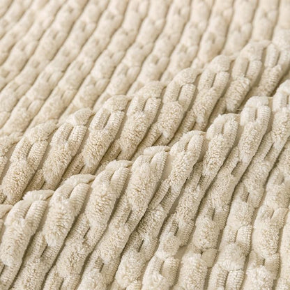 Set of 4 Beige Decorative Throw Pillow Covers 18x18 Inch Corduroy Pillow Covers for Bed Couch Sofa Living Room Soft Square Cushion Cases