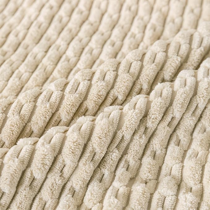 Set of 4 Beige Decorative Throw Pillow Covers 24x24 Inch Corduroy Pillow Covers for Bed Couch Sofa Living Room Soft Square Cushion Cases