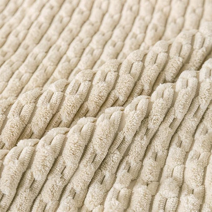 Set of 4 Beige Decorative Throw Pillow Covers 22x22 Inch Corduroy Pillow Covers for Bed Couch Sofa Living Room Soft Square Cushion Cases