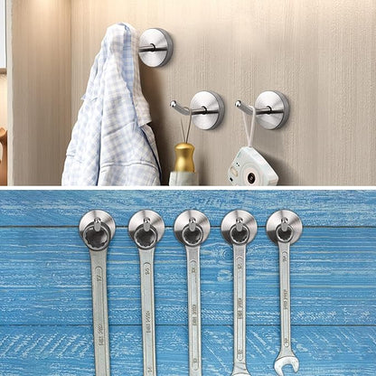 NearMoon Coat Hooks, Wall Mount Hooks for Hanging Hat Hurse Robe, 304 Stainless Steel Heavy Duty Towel Hangers for Bathroom Livingroom Hotel Kitchen Garage, 6 Pack (2 Inch, Brushed Nickel)