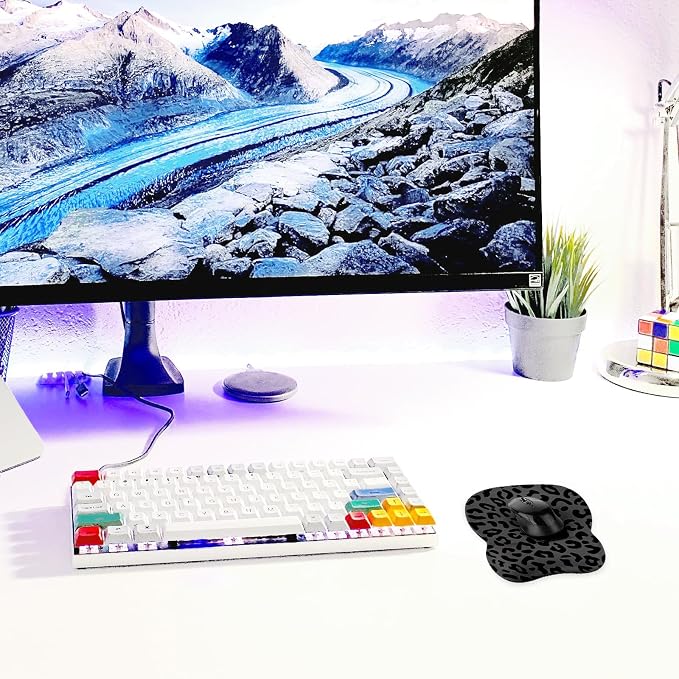 EooCoo Ergonomic Mouse Pad with Wrist Support, Mousepad with Memory Foam Wrist Rest and Non-Slip Base for Computer, Cafe, Home & Office, 9.64 x 8.26 in Office Desk Accessories
